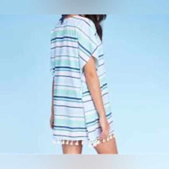 Kona Sol Women's V Neck Tunic Cover Up Blue Lightweight Size XL Extra Large - Picture 3 of 8